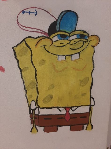 Cool Art Drawings Spongebob, Spongebob Design Art, Sponge Bob Graffiti, Spang Bob Drawing, Spongebob Graffiti Art, Hello Kitty Spongebob, Easy Paintings Spongebob, Spongebob Doodles Easy, Sponge Bob Sketch