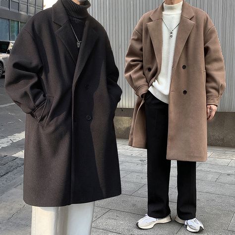 Long Coat Men, Streetwear Male, Suit Collar, Lapel Jacket, Trench Coat Men, Coat Men, Long Trench, Long Trench Coat, Japan Style