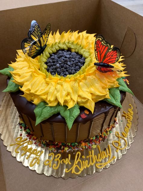 Sunflower Cake, Round Cakes, Work Ideas, Sunflower, Cake