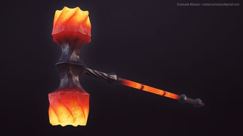 ArtStation - Fate Forger - Fantasy Hammer, Emanuele Monaco Fantasy Hammer, Hammer Drawing, Forging Hammer, Hammer Design, Fire Giants, Power Hammer, Props Art, Dungeons And Dragons Game, Fantasy Props