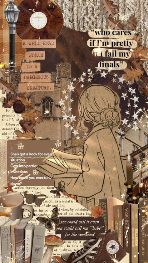 #autumn #moodboards #lyrics #tisthedamnseason #gilmoregirls #darkacademia #cozy #autumnaesthetic #brown #beige #brownaesthetic #wallpaper #collageart #art #school #aesthetic #fyp #fypshuffle Art School Aesthetic, Cute Tumblr Wallpaper, Book Wallpaper, School Aesthetic, Cool Wallpapers Art, Wow Art, Vintage Poster Art, Pretty Wallpaper Iphone, Tumblr Wallpaper