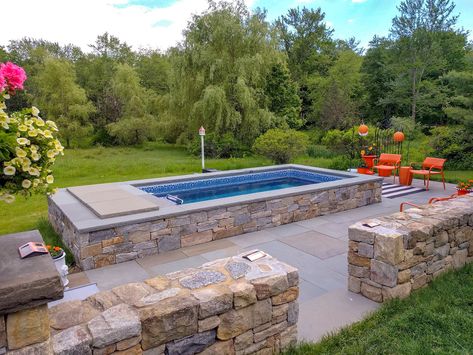 Original Endless Pool® in Fairfield Co., CT | This Original … | Flickr Endless Pool Backyard, Pool With Stone, Swim Spa Landscaping, Raised Pools, Semi Inground Pool, Spa Landscaping, Endless Pools, Swimming Pool Pictures, Endless Pool