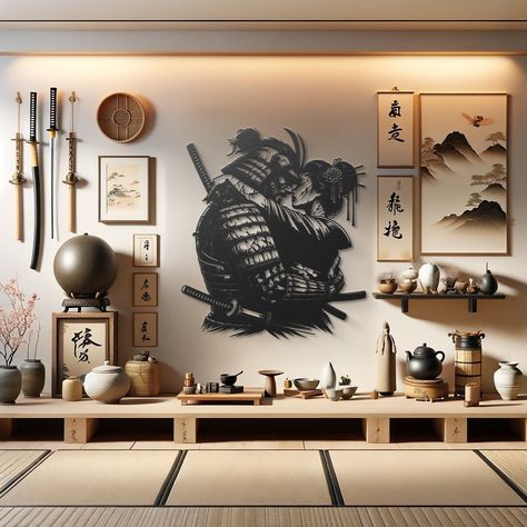 ☾~.~☕️follow me☕️~.~☾ Japan Room Decor, Warrior Geisha, Asian Decor Living Room, Japanese Room Decor, Yoga Room Design, Japanese Inspired Home, Japanese Art Deco, Japanese Style Bedroom, Japan Decor