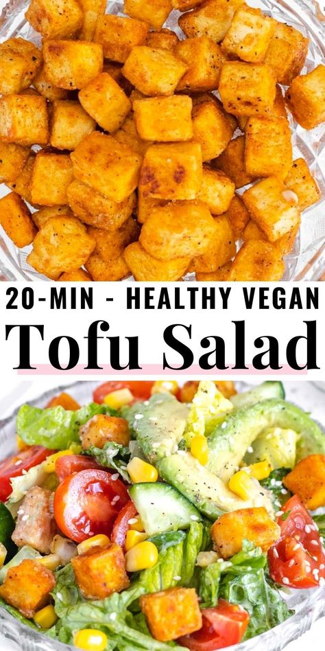 Tofu On Salad, Tofu Recipes For Salads, Tofu In Salad, Tofu Salad Recipes Healthy, Tofu For Salad, Tofu Lunch, Quick Tofu, Firm Tofu Recipes, Tofu Salad Recipes