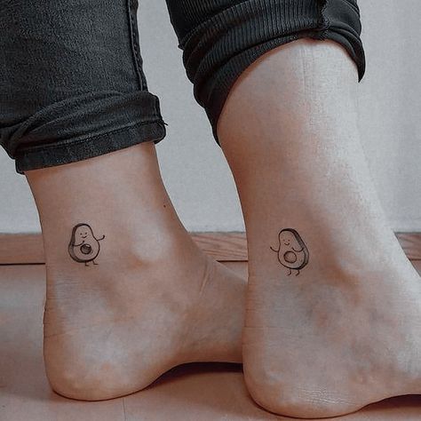 Avocado Friendship Tattoo, Avocado Matching Tattoos, Avocado Tattoos, Inspire Tattoo, Inner Wrist Tattoos, Avocado Tattoo, Matching Bff Tattoos, Maching Tattoos, Matching Friend Tattoos