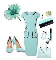 Elegant Tiffany blue outfit by Diva of Cake featuring polyvore fashion style Casadei Strathberry Tiffany & Co. Ippolita NOVICA NYX Beauty Is Life By Terry clothing Tiffany Blue Outfit, Tiffany Outfits, Mint Outfit, Dressing Ideas, Sunday Church, Comfort Clothes, Upcycle Ideas, Dress Art, Stylish Eve