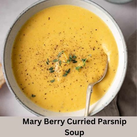 Mary Berry Curried Parsnip Soup Recipe Mary Berry Recipes, Carrot And Orange Soup, Curried Parsnip Soup, Easy Cauliflower Soup, Pea And Mint Soup, Carrot And Coriander Soup, Beetroot Soup, Mary Berry Recipe, Parsnip Soup