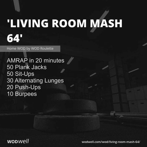 "Living Room Mash 64" Workout, Home WOD by WOD Roulette | WODwell Wod Workouts At Home, Home Wod, Crossfit Workouts Wod, Workout Home, Background Story, Wod Workout, Workout Posters, Calisthenics Workout, Popular Workouts