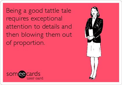 Being a good tattle tale requires exceptional attention to details and then blowing them out of proportion. Snitch Quotes, Annoying Coworkers, Tattle Tale, Coworker Quotes, Detox Kur, Correctional Officer, Work Humor, Work Quotes, People Quotes