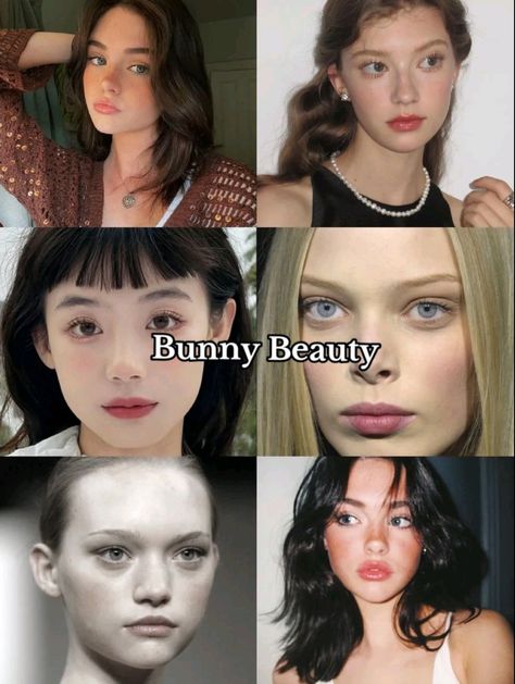 Bunny Face Shape Makeup, Makeup Animal Type, Animal Types Of Pretty, Bunny Pretty Face Makeup, Animal Beauty Types Face, Cat Pretty Face Features, Bunny Pretty Type Of Beauty, Makeup For Cat Face Type, Bunny Pretty Makeup Look