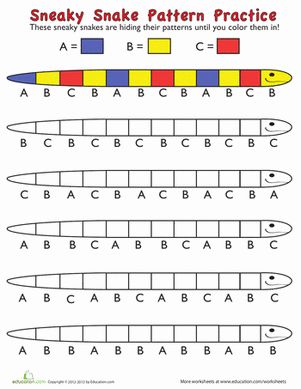 Snake Worksheet, Maths Patterns, Kindergarten Patterns, Patterns Math, Patterns Worksheet, Pattern Worksheets For Kindergarten, Ide Jurnal, Patterning Kindergarten, Pattern Practice