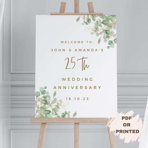 Party Entrance Sign, Gold Anniversary Party, Anniversary Welcome Sign, 25th Wedding Anniversary Party, 50th Anniversary Decorations, Anniversary Poster, 25th Anniversary Party, Anniversary Decoration, Party Entrance