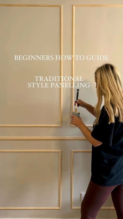 Jade Sweeney | ad DIY traditional paneling for beginners with B&Q - no tools required! Save for future reference 🤍 The coaster hack makes this so easy!... | Instagram Oak Accent Wall, Panelling Diy, Judges Paneling, Colour Room, Room Panel, Living Room Panelling, Wall Paneling Diy, Wall Panel Design, Panel Moulding