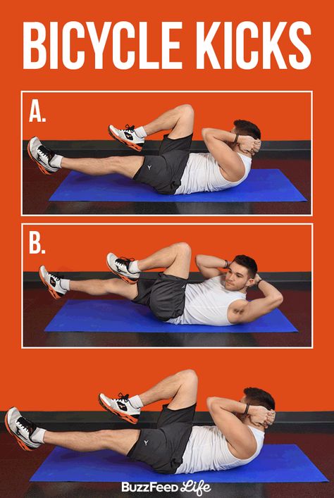 Bicycle Kicks | The Only 12 Abs Exercises You Need To Know How To Do Bicycle Kicks, Bicycle Kicks Exercise, Marines Workout, Bicycle Kicks, 30 Day Exercise, Home Workout Challenge, Best At Home Workouts, 6 Week Workout, Flat Stomach Exercises