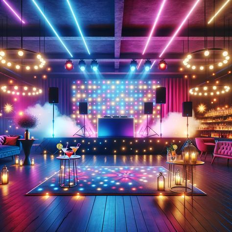 Turn up the music for a fun dance party night! 🎉💃 Colorful lights, a DJ booth, and cocktails for an energetic evening. What's your favorite dance track?  #DanceParty #PartyVibes #ColorfulLights #DJBooth #DanceFloor #HomeEntertaining #FunNight #PartySetup #AIImages #ArtificialIntelligence #photography #love #art #fashion #music #instagood #photooftheday #reels Disco Room, Party Setup, Colorful Lights, Dj Booth, Photography Love, Fashion Music, Dance Party, Turn Up, Art Fashion