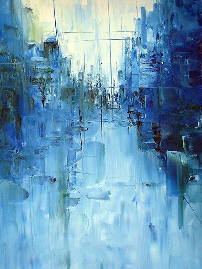 Cold #3 Abstract cityscape by Samuel Durkin Abstract Cityscape, Cityscape Art, Cityscape Painting, Abstract Painting Acrylic, Blue Art, Abstract Artists, Art Abstrait, Abstract Landscape, Abstract Art Painting