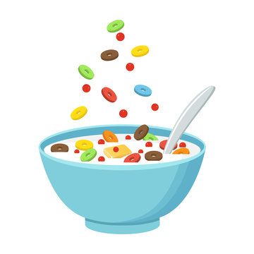 Milk Smoothie, Fruit Cartoon, Bowl Of Cereal, Cereal Bowl, Cartoon Drawing, Book Projects, Featured Art, Cereal Bowls, Free Vector Art