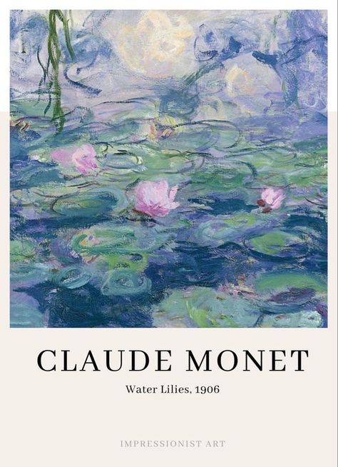 Claude Monet Water Lilies, Claude Monet Art, Arte Peculiar, Monet Water Lilies, Monet Art, Arte Van Gogh, Art Exhibition Posters, Monet Paintings, Soyut Sanat Tabloları