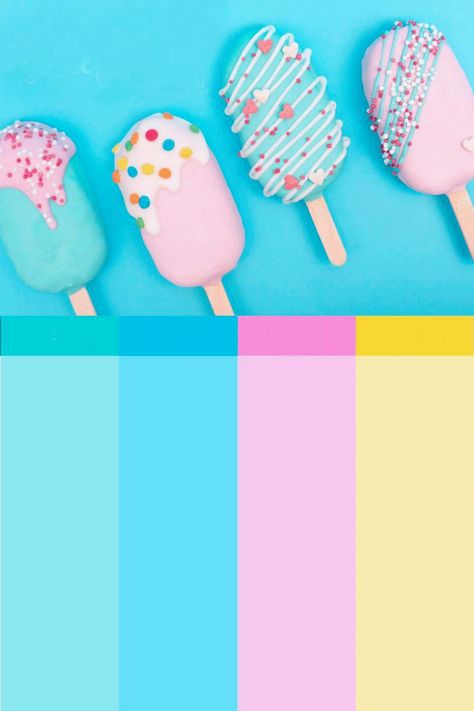 Pink Teal Yellow Color Palette, Ice Cream Color Palette, Candy Color Palette, Hex Color Palette, Color Schemes Colour Palettes, Pastel Colour Palette, Bright Pastels, Color Palate, Dashboard Design