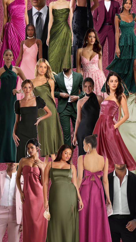 Created by ethridgeche3451 on Shuffles Purple And Green Bridesmaid Dresses, Plum And Green Wedding, Wedding Party Color Scheme, Madeira Wedding, Nikkah Party, Wedding Guest Guide, Green Wedding Party, Tropical Princess, Bridesmaid Dress Color Schemes