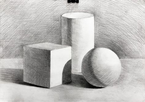 Still Life Pencil Shading, Hair Drawing Reference, Value Drawing, Basic Art Techniques, Geometric Shapes Drawing, Basic Sketching, معرض فني, Shading Drawing, Academic Drawing