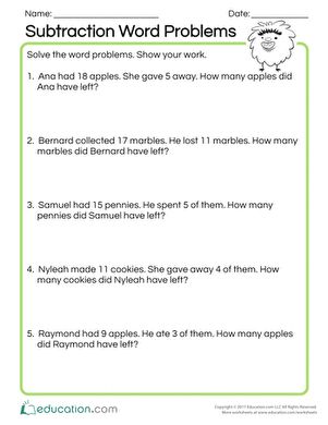 First Grade Subtraction, Math Knowledge, Addition Words, Addition Word Problems, Subtraction Word Problems, Word Problem, 1st Grade Math Worksheets, Word Problem Worksheets, Math Words