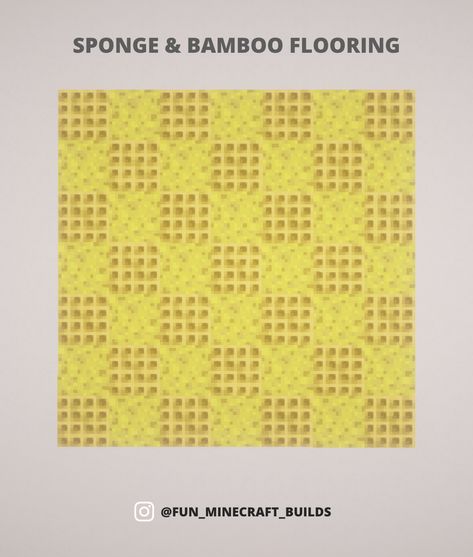 Sponge and bamboo block flooring idea for Minecraft Minecraft Bamboo Builds, Minecraft Floor Designs, Bamboo Building, Minecraft Games, Minecraft Stuff, Minecraft Builds, Bamboo Flooring, Minecraft Creations, Minecraft Ideas