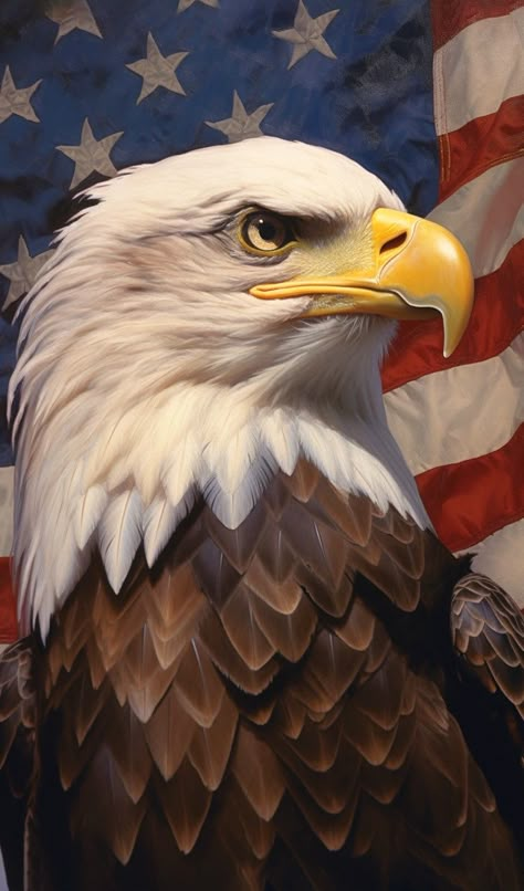 Laminated card with rounded corners. Size: 2.5” x 4.25” American Bald Eagle in front of U.S. Flag. US66 Bald Eagle Art, America Pride, Eagle Artwork, Ice Heart, Eagle American Flag, Usa Eagle, Patriotic Pictures, Eagle Images, American Flag Wallpaper