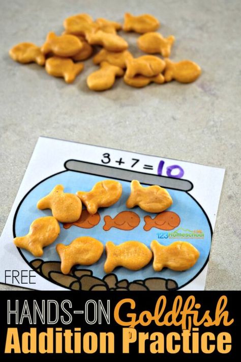 One Fish, Two Fish Goldfish Printables for Preschool Subtraction Games Kindergarten, Addition Games Kindergarten, Addition Activities Kindergarten, Estimation Activities, Math Addition Games, Kindergarten Addition, Homeschool Games, Activity Kindergarten, Subtraction Kindergarten