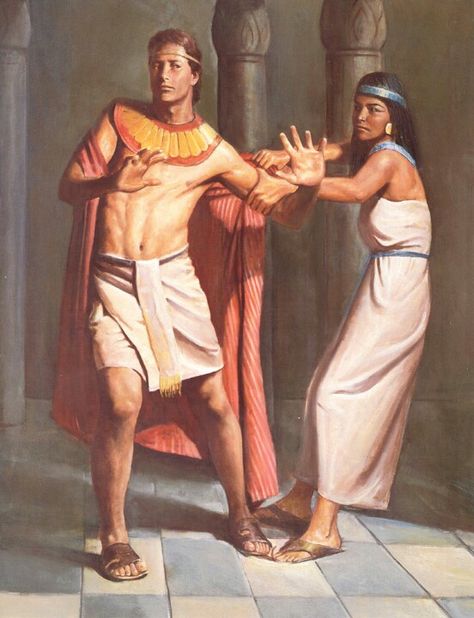 Joseph being attacked by Potiphar's wife, Zelicah...Her name is not in the Bible but I found it in either the book of Jasher or Josephus. Joseph In Egypt, The Red Headed Hostess, Bible Images, Bible Illustrations, Bible Characters, Bible Pictures, Biblical Art, Scripture Study, Jesus Art