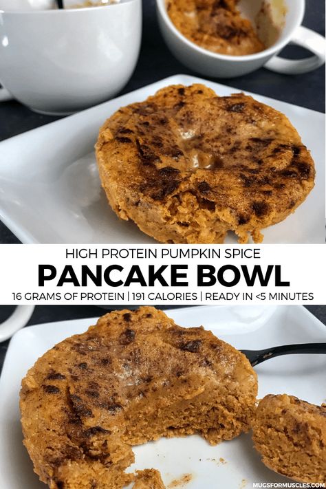 Pb2 Protein Pancakes, High Protein Pumpkin Pancakes, Pancake Bowl Recipe, Pumpkin Kodiak, High Protein Low Carb Dessert, Pancake Bowl, Mason Woodruff, Low Calorie Pancakes, Pumpkin Protein Pancakes