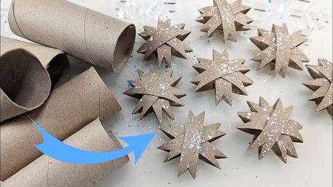 Toilet Paper Roll Art, Christmas Toilet Paper, Rolled Paper Art, Toilet Paper Crafts, Paper Christmas Decorations, Paper Christmas Ornaments, Toilet Paper Rolls, Handmade Christmas Crafts, Toilet Paper Roll Crafts