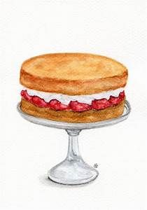 Victoria Sponge..Kind of! Rich Tea Biscuits, Desserts Drawing, Dessert Illustration, Cake Drawing, Victoria Sponge Cake, Art Still Life, Cake Illustration, Watercolor Cake, Tea Biscuits