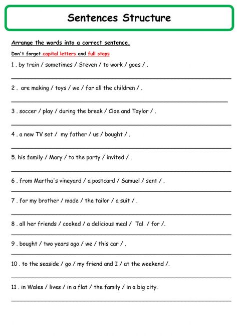 Sentence Construction Activities, Structure Of Sentences In English, Sentence Construction Grade 1, Forming Sentences Worksheets, English Sentence Structure Worksheet, Jumbled Sentences Worksheet For Class 3, Rewrite The Sentences Worksheet, Simple Sentence Worksheet, Constructing Sentences Worksheets