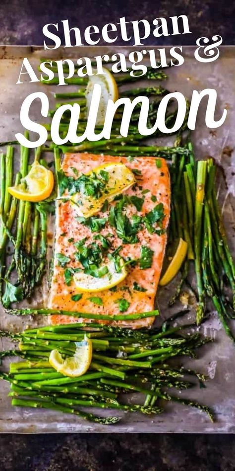 Sheet Pan Lemon Garlic Salmon and Asparagus - main dishes #maindishes One Sheet Salmon And Asparagus, One Pan Salmon And Asparagus, Salmon Asparagus One Pan, Sheet Pan Salmon And Asparagus, Salmon And Asparagus Baked, Pan Asparagus, Salmon With Asparagus, Baked Salmon And Asparagus, Sheet Pan Salmon