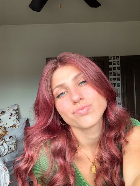 #hair #hairinspo #hairideas #pinkhair #hairdye #hairstyles #haircolor #hairstyleideas #pink #fun #ootd #outfit #cuteclothes #fashion #outfitideas #style Pink Hair No Bleach, Temporary Pink Hair Dye, Brown And Pink Hair, Hibiscus Hair, Hair Dye Videos, Warm Brown Hair, Box Dye, Pink Hair Dye, Pink Dye