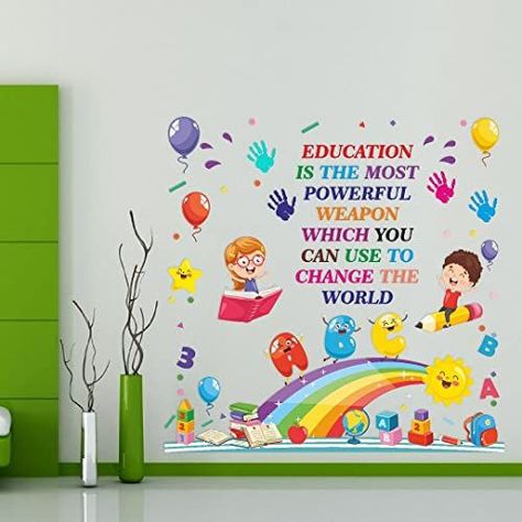 Classroom Wall Stickers, English Decoration Classroom, Pre Primary Classroom Decoration, English Charts For Classroom, Classroom Quotes For Wall, School Wall Art Ideas Classroom, Classroom Wall Quotes, Classroom Walls Paint, School Chalkboard Art