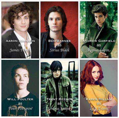 The Perfect Marauders Casting <3 Snape And The Marauders, Marauders Cast, Severus Snape Lily Evans, Snape And Lily, Will Poulter, Peter Pettigrew, Trent Reznor, Lily Evans, Karen Gillan