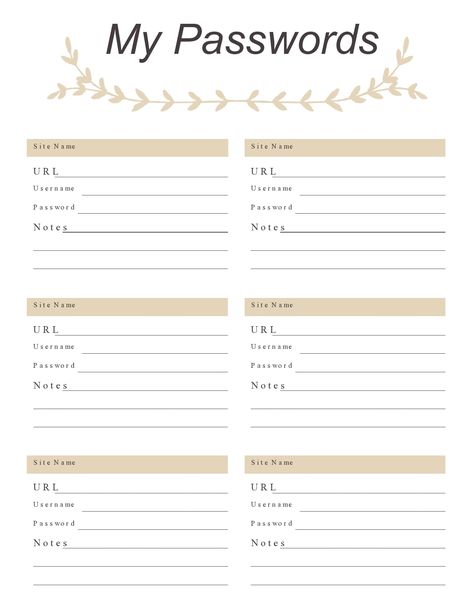 30 Useful Password List Templates & Logs - TemplateArchive Password Template, Printable Password Log, Printable Password Tracker, Good Passwords, Password Organizer, Password Tracker, Password Keeper, Note Writing Paper, Life Binder