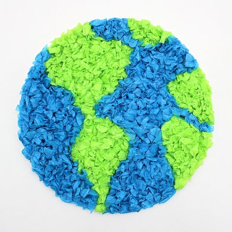 Photo of crumpled tissue paper planet Earth craft on white background How To Make Earth, Project For Preschool, Earth For Kids, Earth Day Drawing, Earth Activities, Planet Crafts, Paper Globe, Earth Projects, Globe Crafts