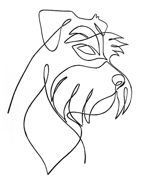 Schnauzer Line Drawing, Schnauzer Line Tattoo, Schnauzer Line Art, Schnauzer Outline, Schnauzer Tattoo, Dog Line Drawing, Schnauzer Art, Dog Line Art, Silhouette Tattoos