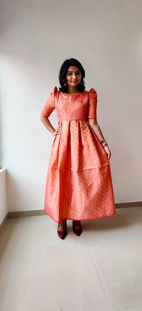 Brocade kurti #box pleat #puff #sleeve Puff Sleeve Churidar Top, Pleated Sleeves Design For Kurtis, Puff Kurti Designs, Pleated Puff Sleeve Blouse, Puff Sleeve Salwar Suit, Box Pleat Frock For Women, Puff Sleeve Churidar, Puff Sleeve Salwar, Pleated Puff Sleeve Blouse Indian