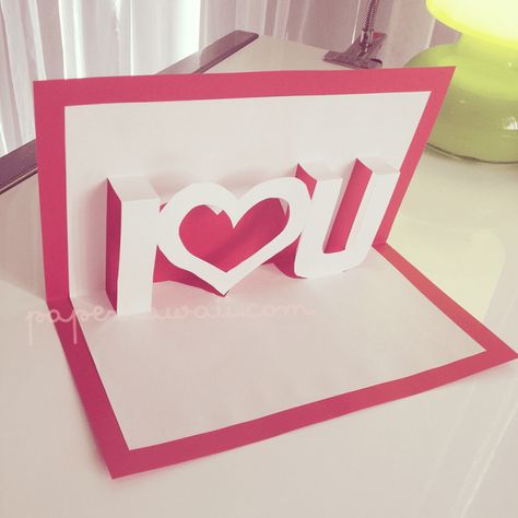 Pop Up Card Tutorial - Valentines day via @paper_kawaii Craft Card Design, Pop Up Card Ideas, Pop Up Card Tutorial, Valentines Hoodie, Heart Pop Up Card, Christmas Door Ideas, Easy Diy Valentine's Day Cards, Valentine Card Template, Valentines Day Cards Diy