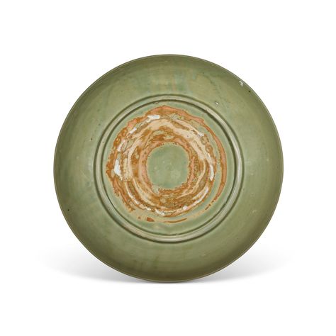 A LARGE CARVED LONGQUAN CELADON CHARGER, MING DYNASTY, 15TH CENTURY | Christie's Longquan Celadon, Chinese Ceramics, Ming Dynasty, 15th Century, Carving