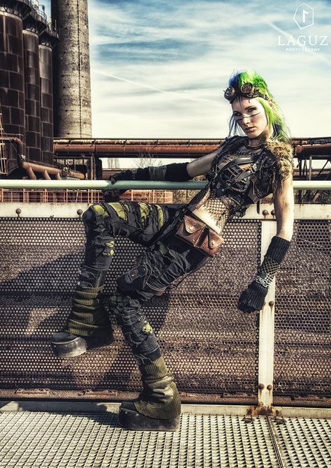 Laguz photography — Photographer:  Laguz Photography  Awesome model... Apocalyptic Warrior, Apocalypse Fashion, Dystopia Rising, Moda Steampunk, Wasteland Warrior, Post Apocalyptic Costume, Steampunk Party, Wasteland Weekend, Dystopian Fashion