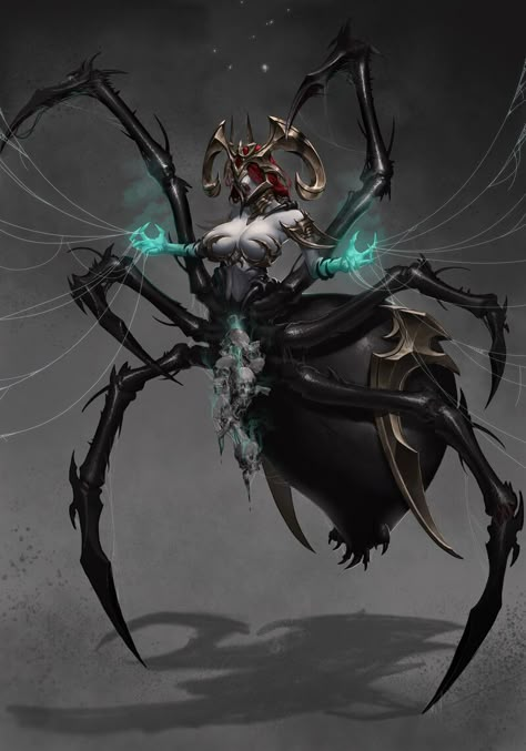 Anime Arachne Female, Spider Monster Art, Drider Art, Humanoid Spider, Arachne Art, Spider Person Hybrid, Demon Spider, Spider Monster, Female Monster