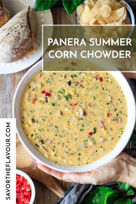 Panera Corn Chowder Recipe, Summer Corn Chowder, Summer Soup Recipes, Chili Recipe Stovetop, Corn Chowder Soup, Corn Chowder Recipe, Chowder Soup, Summer Soup, Summer Corn