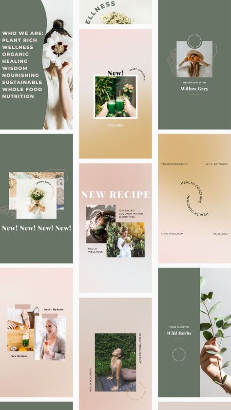 Instagram Story Templates Health Blog Ideas, Creative Captions, Coaching Templates, Wellness Instagram, Instagram Fonts, Cursive Tattoos, Canva Logo, Cookbook Template, Followers Instagram