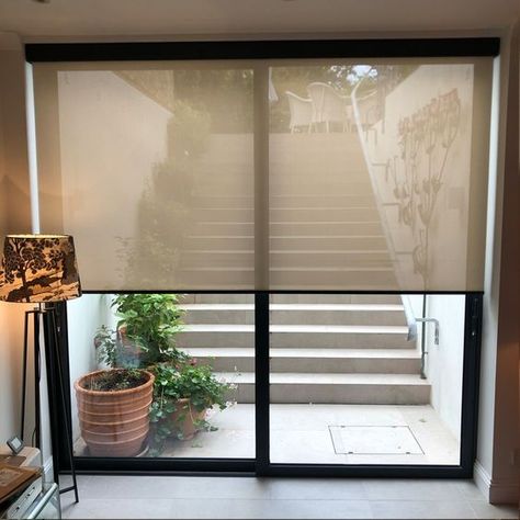 Blinds for sliding doors. Blinds For Doors With Windows Patio, Sliding Doors Blinds And Curtains, Blinds For Anthracite Windows, Roller Blind Patio Doors, Sliding Doors Blinds Ideas, Roller Blinds For Sliding Glass Doors Patio, Blinds Over Sliding Glass Door, Patio Door Roller Blinds, Sliding Door Roller Shade