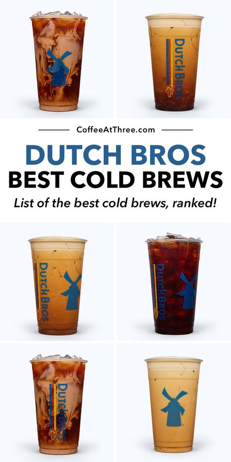 If you’re not sure which cold brew or nitro cold brew to get at Dutch Bros, try one from this list of their 16 most popular. #dutchbros #coldbrew #nitrocoldbrew #dutchbroscoffee #coffeeguides Dutchbros Drinks Coffee, Different Coffee Drinks, Summer Coffee Drinks, Caffeinated Drinks, Dutch Bros Drinks, Cold Brew Coffee Recipe, Cold Brew Recipe, Best Iced Coffee, Caffeine Drinks